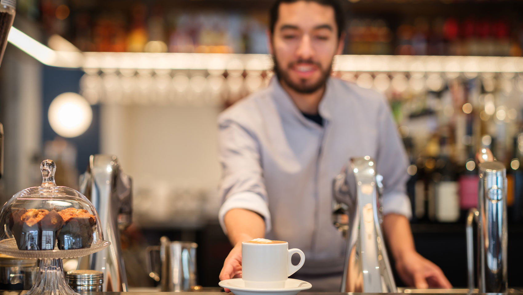 Guests enjoying coffee at the Coffee Bar at Lobby Bar