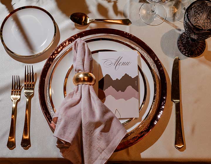 Wedding place setting at Kimpton Claret Denver, Colorado
