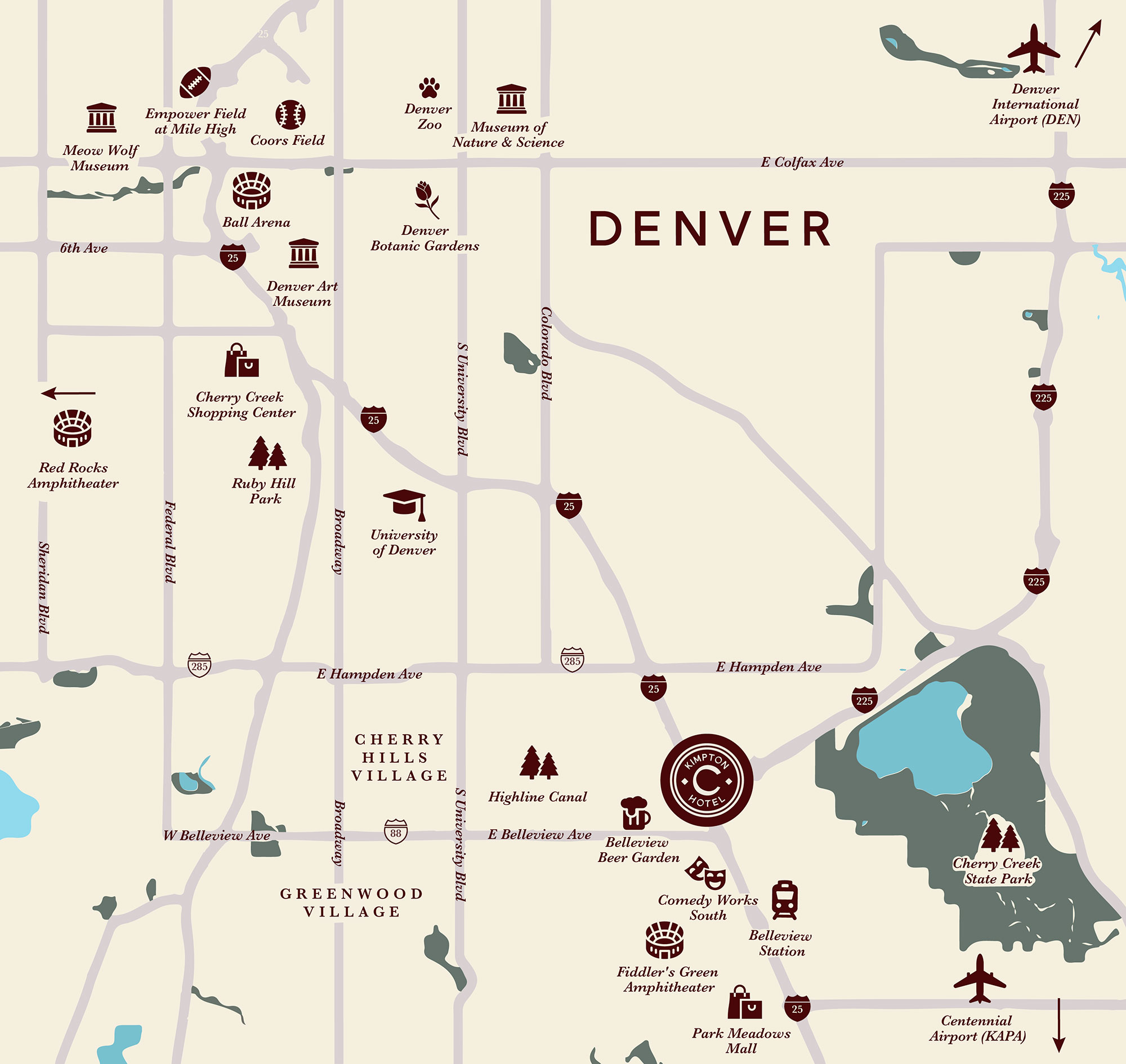 Map of The Kimpton Claret Hotel in Denver South
